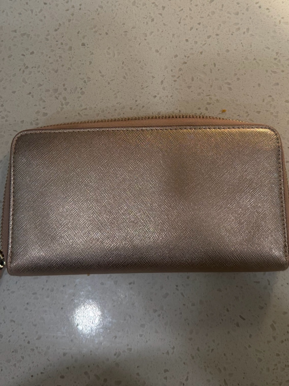 Tory Burch Metallic Rose Gold Zip Wallet - Picture 2 of 7